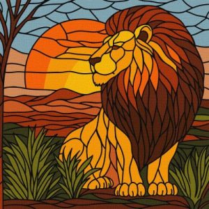 Картина за номерами - "Вітраж. Лев" ©art_selena_ua, 30х30