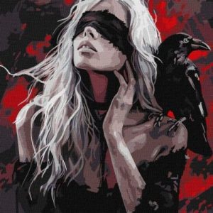 Картина за номерами - "Дівчина і ворона" ©art_selena_ua, 40х50см