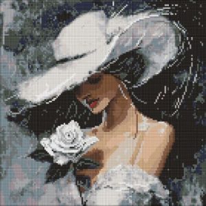 Алмазна мозаїка - "Біла троянда" ©art_selena_ua, 40х40см