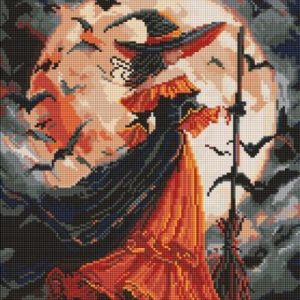Алмазна мозаїка - "Відьма при місяці" ©art_selena_ua, 40х50см