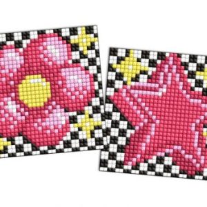 Алмазна мозаїка на магніті - "Квітка і зірка", набір із 2 сюжетів, 9х9см