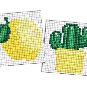 Алмазна мозаїка на магніті - "Лимон і кактус", набір із 2 сюжетів, 9х9см