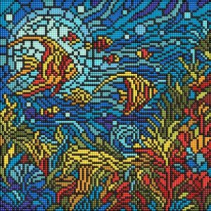 Алмазна мозаїка - "Вітраж. Морський світ" ©art_selena_ua, 30х30см