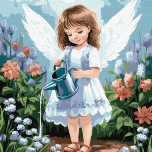 Картина за номерами - "Янголятко в саду" ©art_selena_ua, 40х50см