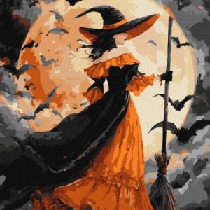 Картина за номерами - "Відьма при місяці" ©art_selena_ua, 40х50см