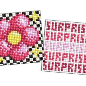 Алмазна мозаїка на стікері - "Квітка і сюрприз", набір із 2 сюжетів, 9х9см