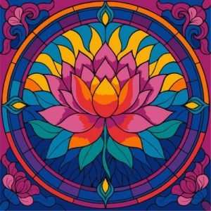 Картина за номерами - "Вітраж. Лотос" ©art_selena_ua, 30х30см