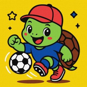 Картина за номерами - "Черепашка грає у футбол" ©art_selena_ua, 25х25см