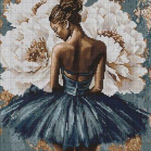 Алмазна мозаїка - "Балерина з білими півоніями" ©art_selena_ua, 40х50см