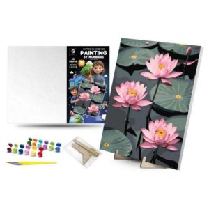 Картина по номерах "Тендітні лотоси" (30х40 см) з деревʼяною підставкою
