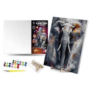 Картина по номерах з фарбами металік 40х50 см "Величний слон" з деревʼяною підставкою