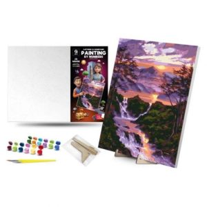 Картина по номерах 40х50 см "Водоспад на світанку" з деревʼяною підставкою