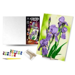Картина по номерах 40х50 см "Іриси" з деревʼяною підставкою