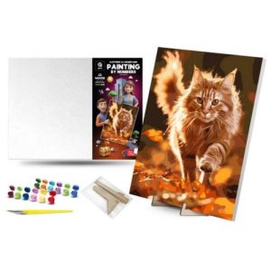 Картина по номерах 40х50 см "Котячі пригоди" з деревʼяною підставкою