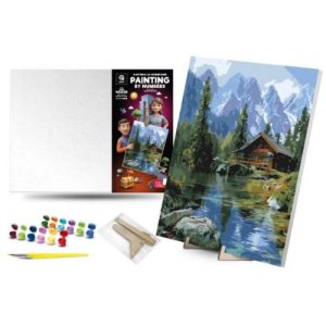 Картина по номерах 40х50 см "Гірська ріка" з деревʼяною підставкою