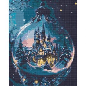 Алмазна мозаїка "Новорічний палац. Зима" 40х50 см