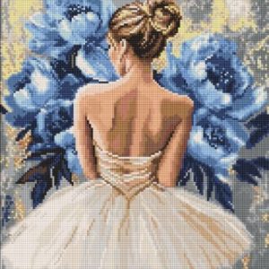 Алмазна мозаїка - "Балерина з блакитними півоніями" ©art_selena_ua, 40х50см