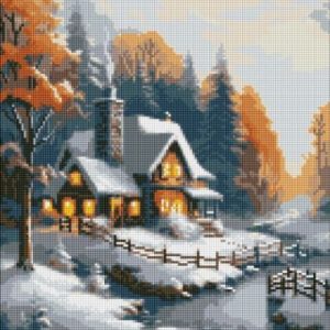 Алмазна мозаїка - "Зимовий будиночок" з голограмними стразами (AB) ©art_selena_ua, 40х50см