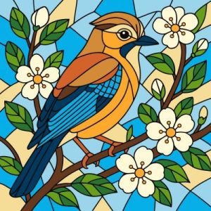 Картина за номерами - "Вітраж. Сойка" ©art_selena_ua, 30х30см