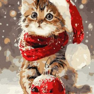 Картина за номерами - "Кошеня і новорічна прикраса" ©art_selena_ua, 30х40см