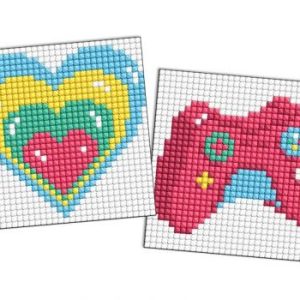 Алмазна мозаїка на стікері - "Серце і джостик", набір із 2 сюжетів, 9х9см