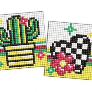 Алмазна мозаїка на стікері - "Квітка і кактус", набір із 2 сюжетів, 9х9см