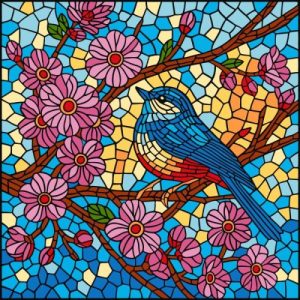 Картина за номерами - "Вітраж. Синиця" ©art_selena_ua, 30х30см