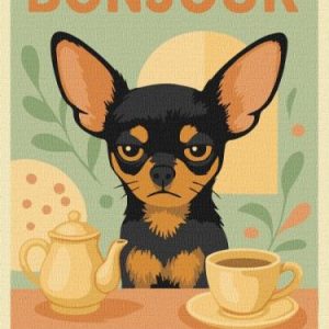 Картина за номерами - "Постер. Ранок з чихуахуа" ©art_selena_ua, 30х40см