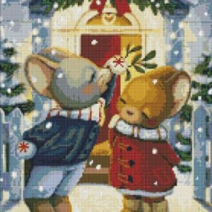 Алмазна мозаїка - "Під омелою" з голограмними стразами (AB) ©tanya_bonya, 40х50см