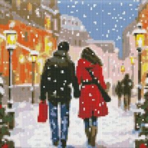 Алмазна мозаїка без підрамника - Різдвяна атмосфера з голограмними стразами (AB) 30х40 см