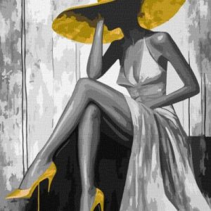 Картина за номерами - Золота дама з фарбами металік extra 40х50 см.