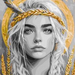 Картина за номерами - Колоски у волоссі з фарбами металік extra 40х50 см.