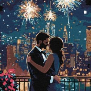 Картина за номерами - Мить кохання з фарбами металік extra 30х40 см.