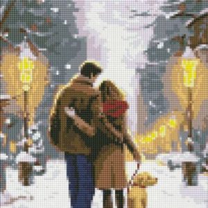 Алмазна мозаїка без підрамника - "Сімейна прогулянка" з голограмними стразами (AB) ©art_selena_ua, 30х40см