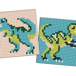 Алмазна мозаїка на стікері - "Юрський період. Динозавр 4", набір із 2 сюжетів, 9х9см