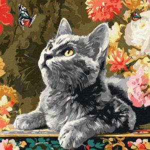 Картина за номерами - "Кошеня та метелики" ©art_selena_ua, 40х50см