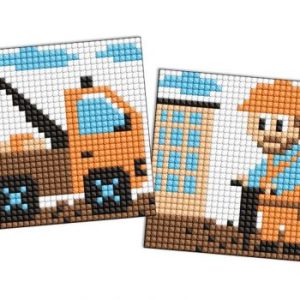 Алмазна мозаїка на стікері - "Професії. Будівельник", набір із 2 сюжетів, 9х9см