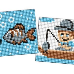 Алмазна мозаїка на стікері - "Професії. Рибак", набір із 2 сюжетів, 9х9см