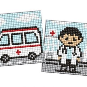 Алмазна мозаїка на стікері - "Професії. Лікар", набір із 2 сюжетів, 9х9см