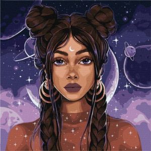 Картина за номерами - Космічна дівчина 40х40 см.