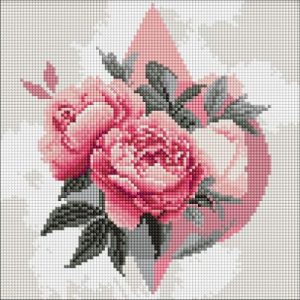 Алмазна мозаїка - Геометричні фігури з півоніями ©art_selena_ua, 30х30см