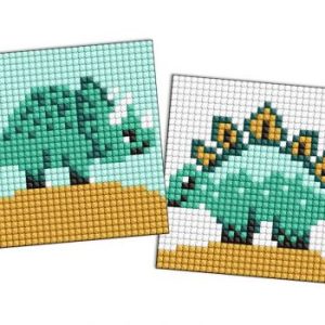 Алмазна мозаїка на стікері - "Юрський період. Динозавр 3", набір із 2 сюжетів, 9х9см