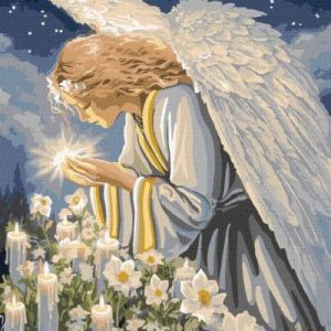 Картина за номерами - "Молитва янгола" з фарбами металік ©art_selena_ua, 40х50см