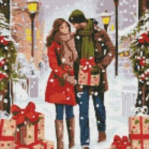 Алмазна мозаїка - "Обмін подарунками" з голограмними стразами (AB) ©art_selena_ua, 40х50см