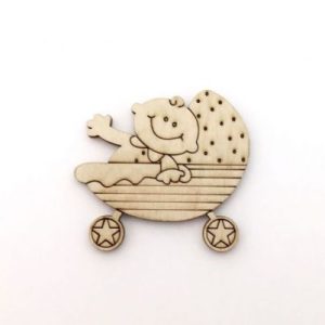 Декоративний елемент "Фігурка з фанери на магніті. Малюк в колясці №1"