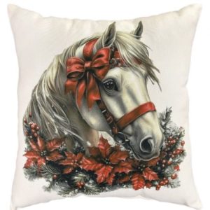 Подушка мікровелюр "Святковий кінь" 35х35 см