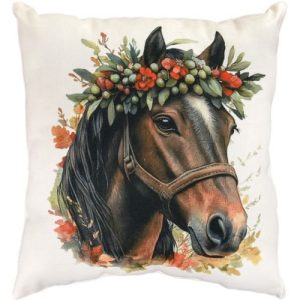 Подушка мікровелюр "Квітковий кінь" 35х35 см