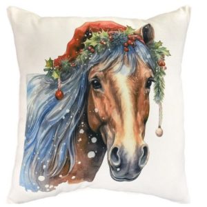 Подушка мікровелюр "Різдвяний кінь" 35х35 см