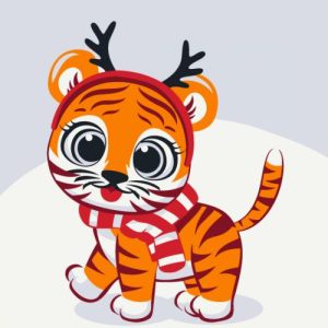 Картина по номерам "Смугастик в шарфику" 20x20 см.