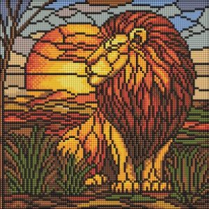 Алмазна мозаїка - "Вітраж. Лев" ©art_selena_ua, 30х30см